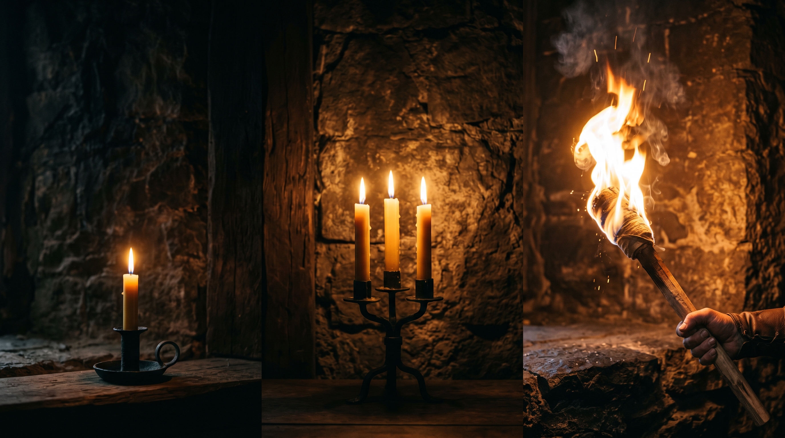 Candlelight and torchlight studies used for lighting reference