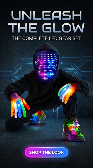 3 Set Halloween Gesture Sensing LED Mask Glow Skeleton Gloves